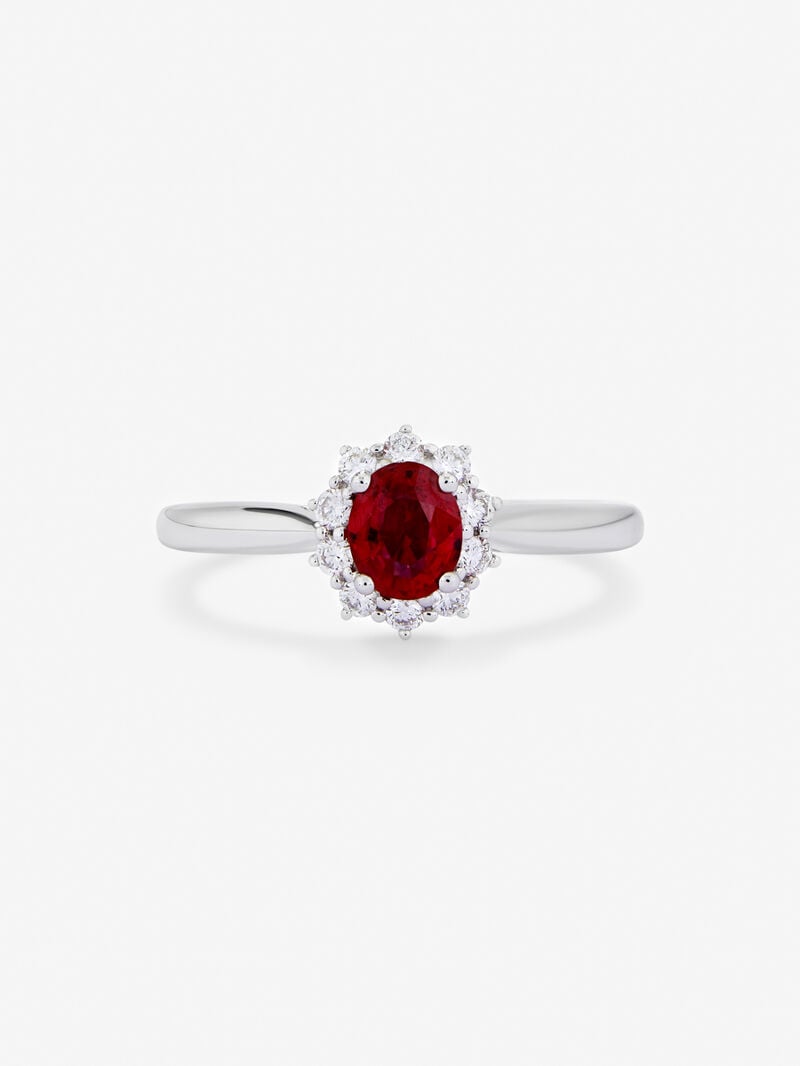 18K White Gold Ring with 0.25 cts oval blub and white diamonds of 0.12 cts image number 2