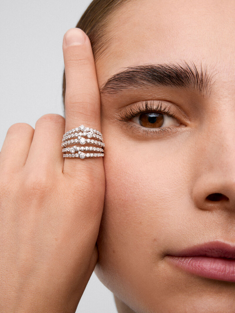 18K white gold multi-arm ring with 70 brilliant-cut diamonds with a total of 1.43 cts image number 3