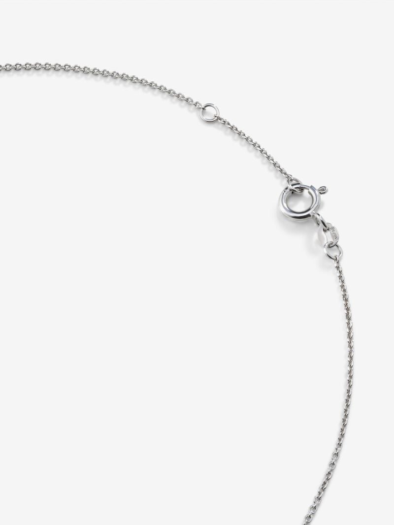 18k white gold pendant chain with three Akoya pearls and diamonds. image number 6