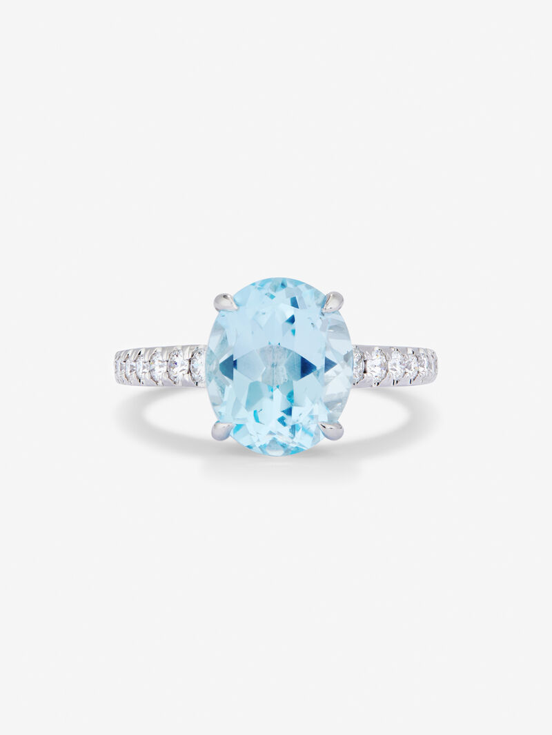 18K yellow gold ring with blue Sky Topacio in 3.8 cts and diamonds in bright size image number 2