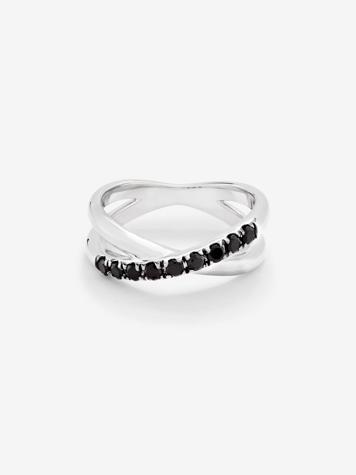 925 silver cross ring with 9 brilliant cut black spinels with a total of 0.24 cts Suarez