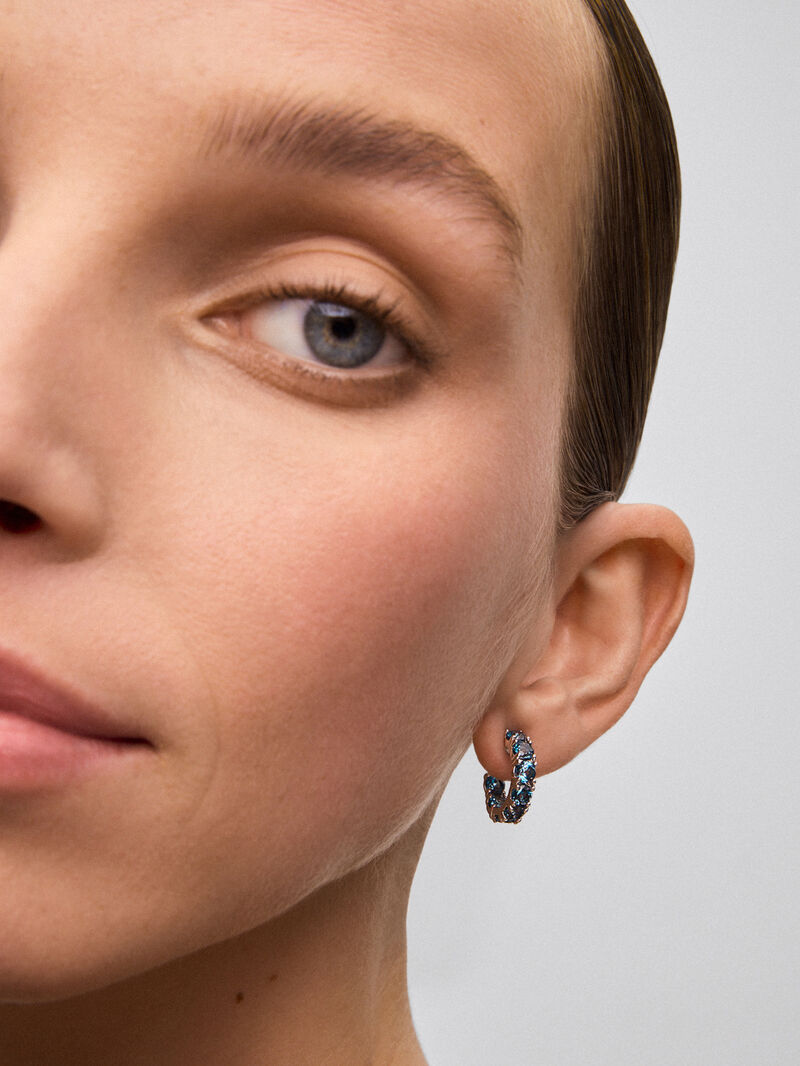 925 Silver Topaz Hoop Earrings image number 4