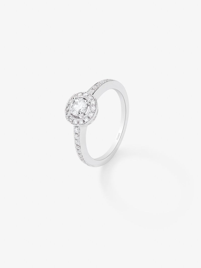 18kt White Gold Commitment Ring with 0.30cts Central Diamond image number 0