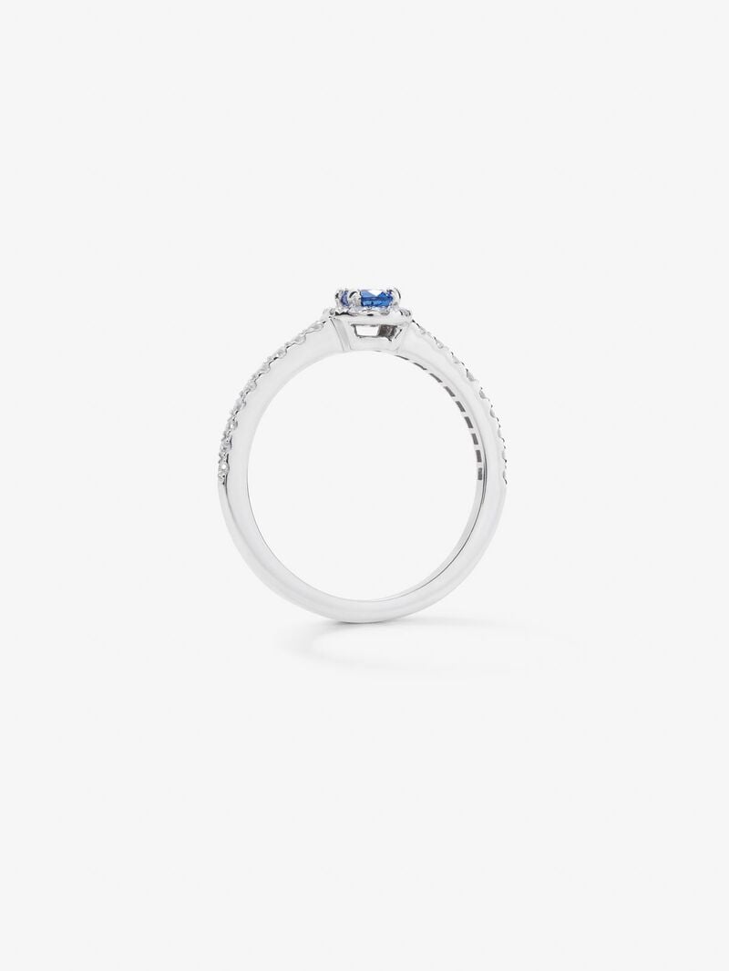18K White Gold Ring with 0.64 cts oval zafiro and diamonds in bright 0.37 cts image number 2