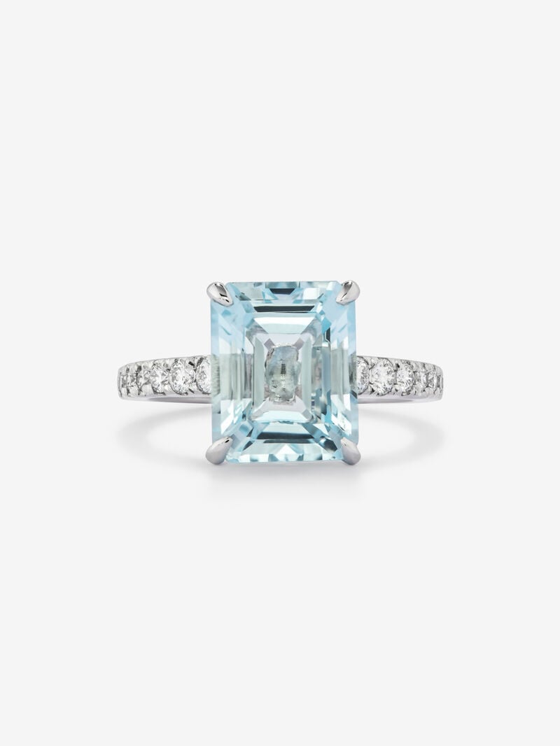 18K White Gold Ring with Sky Azul Top image number 2