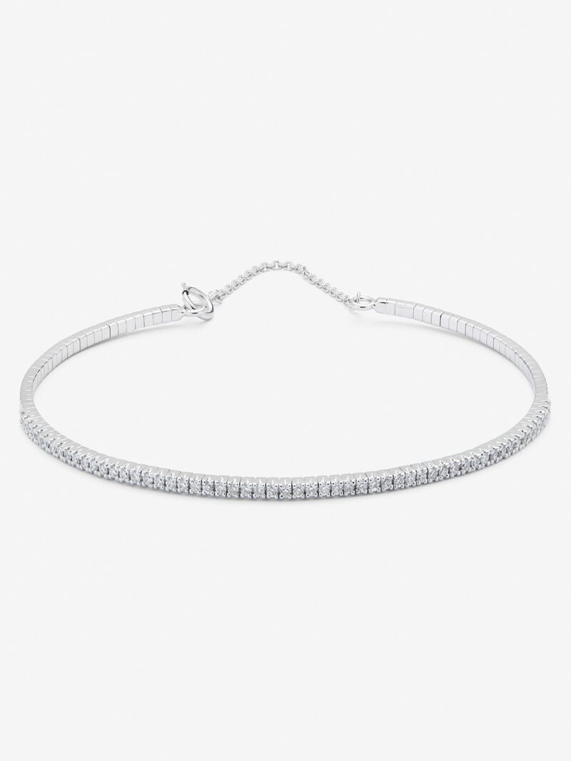 Rigid 18K white gold bracelet with 0.39 ct brilliant-cut white diamonds image number 0