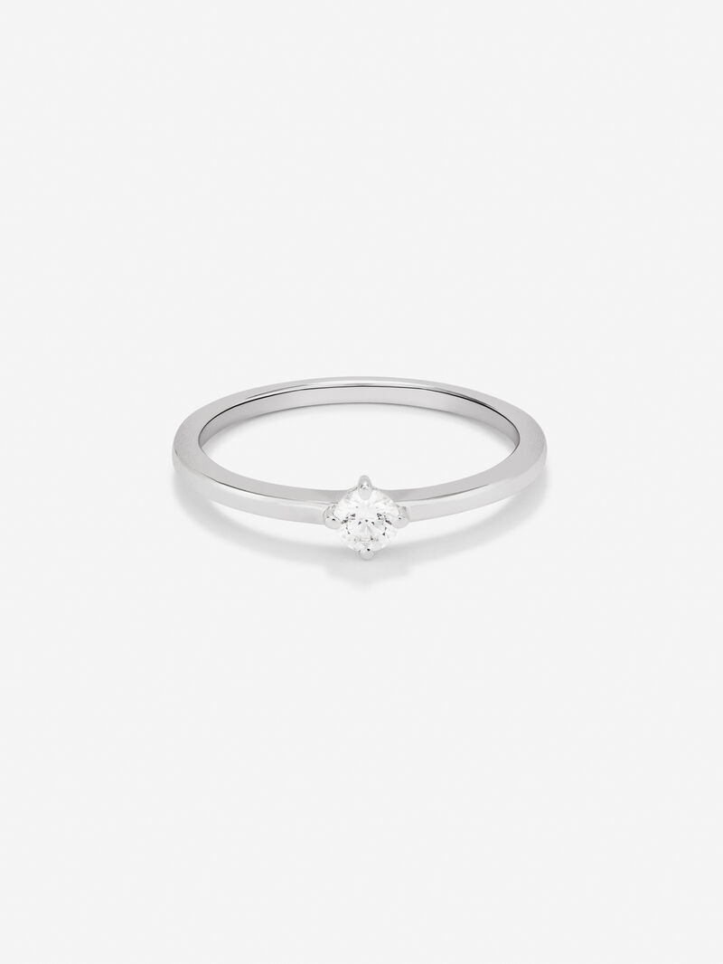 18K White Gold Cross Ring with Diamond image number 2