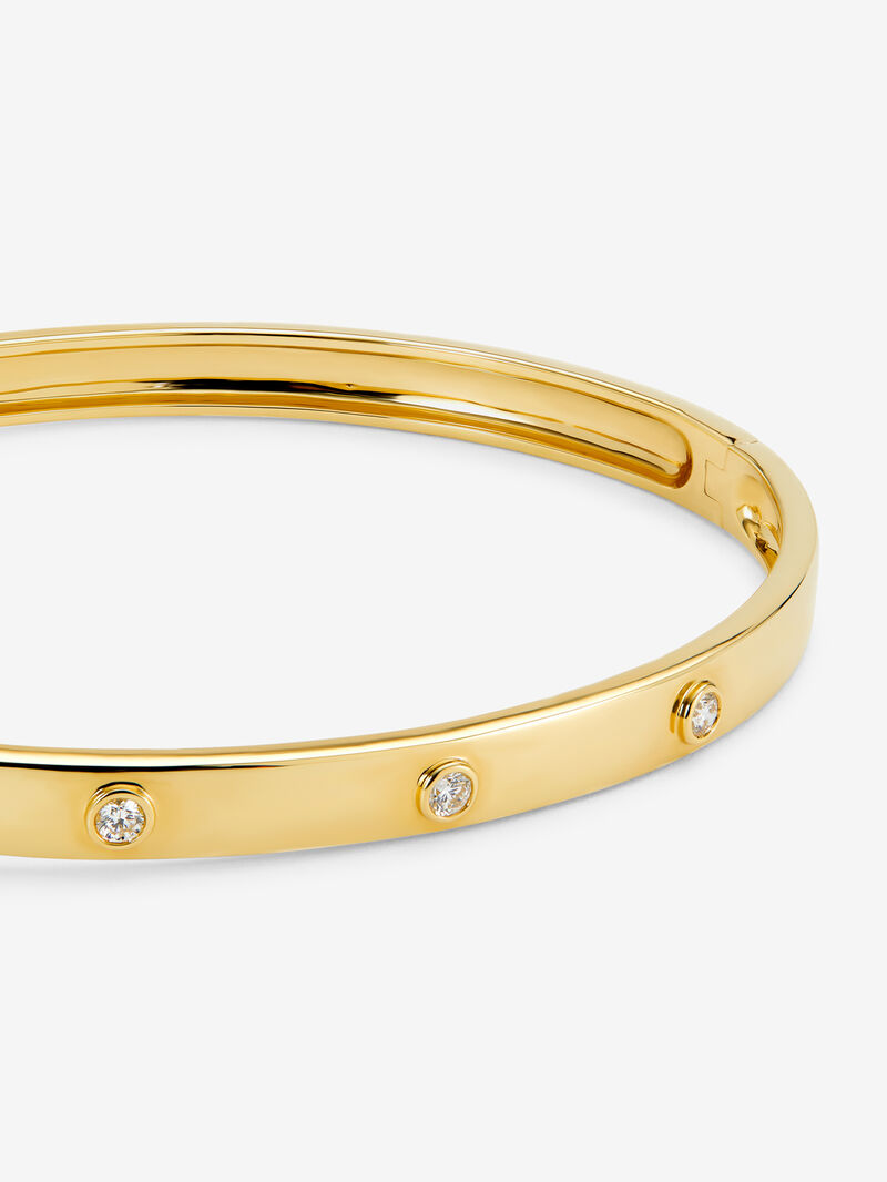 Rigid 18K yellow gold bracelet with white diamonds in 0.13 cts image number 2