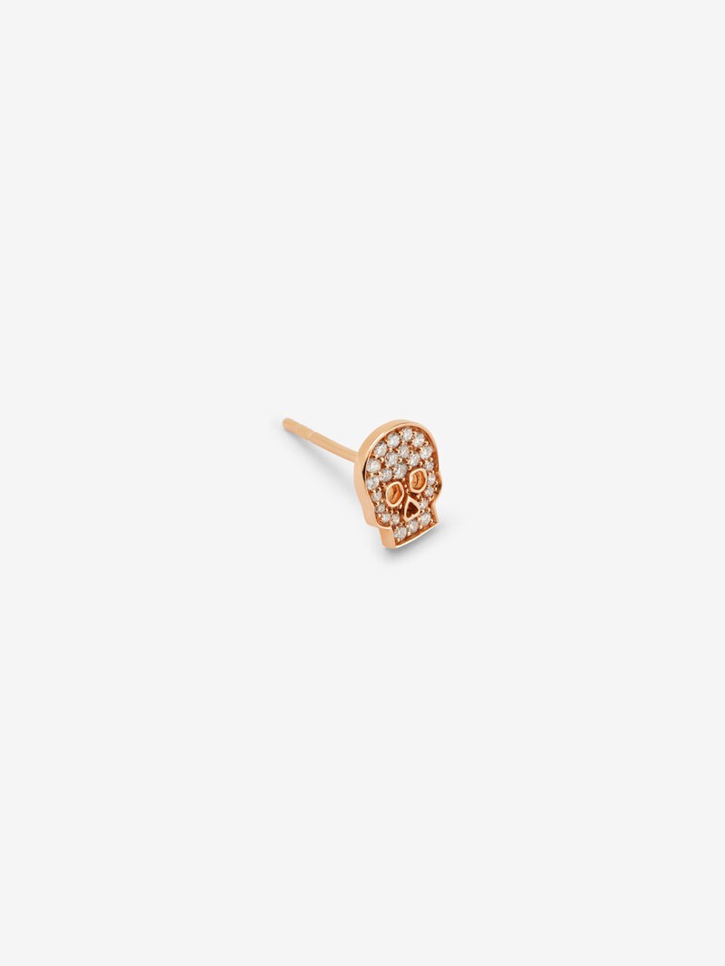 18kt Rose Gold Individual Skull Earring with Diamonds image number 4