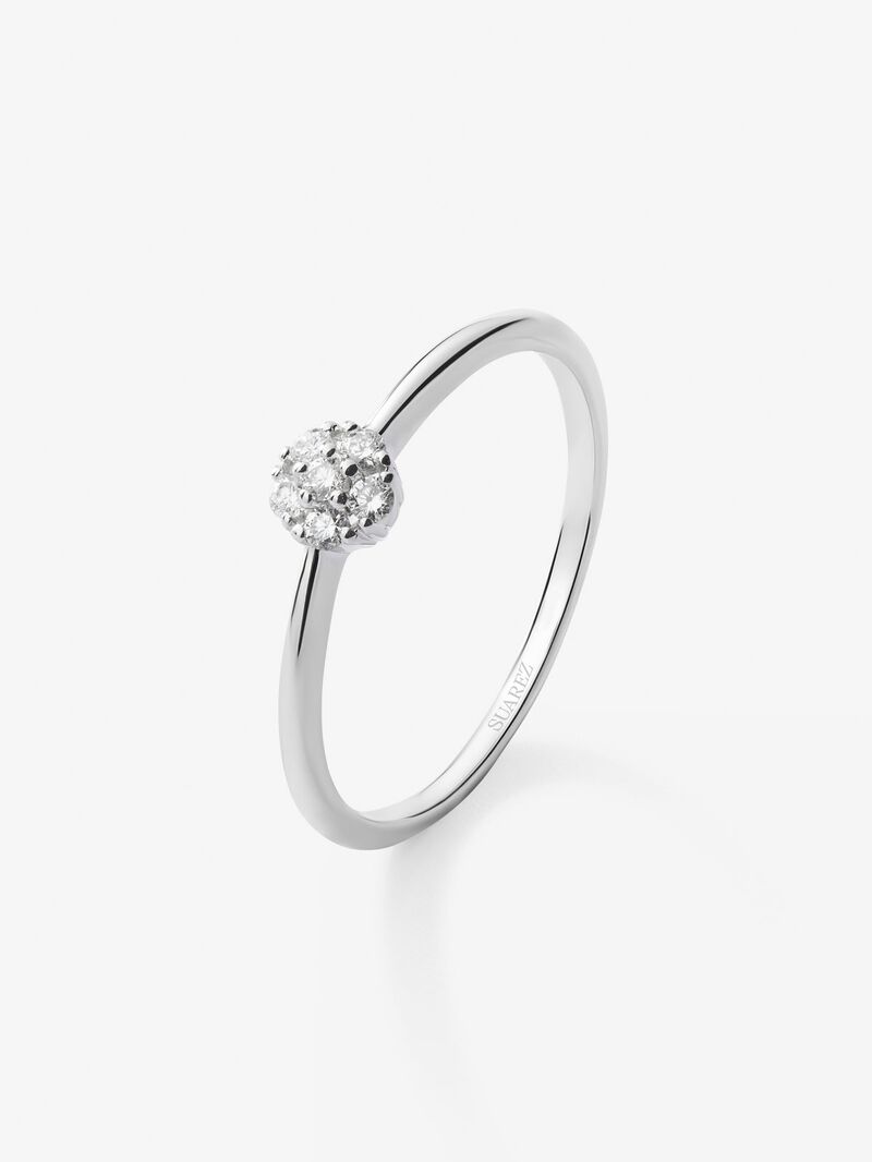 18K white gold ring with rosette of 15 brilliant-cut diamonds with a total of 0.09 cts image number 0