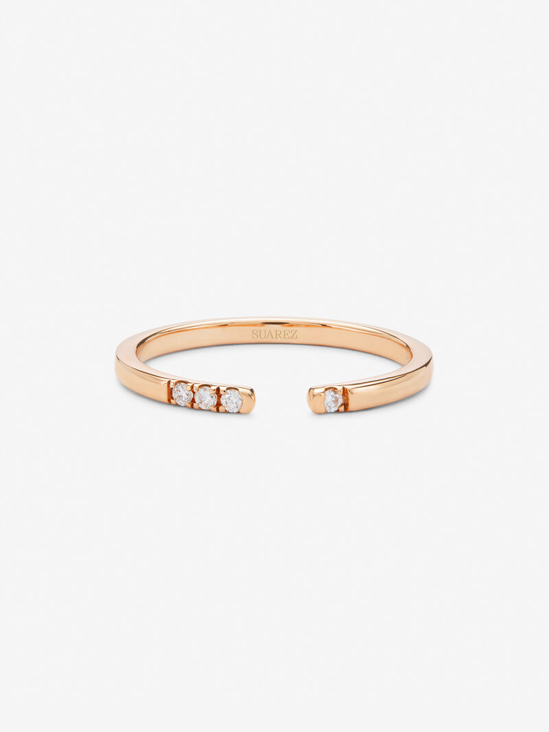 18K rose gold open ring with 4 brilliant-cut diamonds with a total of 0.05 cts image number 1