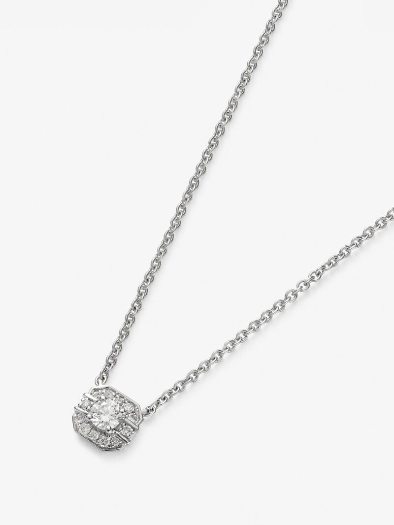 18K white gold pendant with central brilliant-cut diamond of 0.1 cts and 12 brilliant-cut diamonds with a total of 0.15 cts image number 2