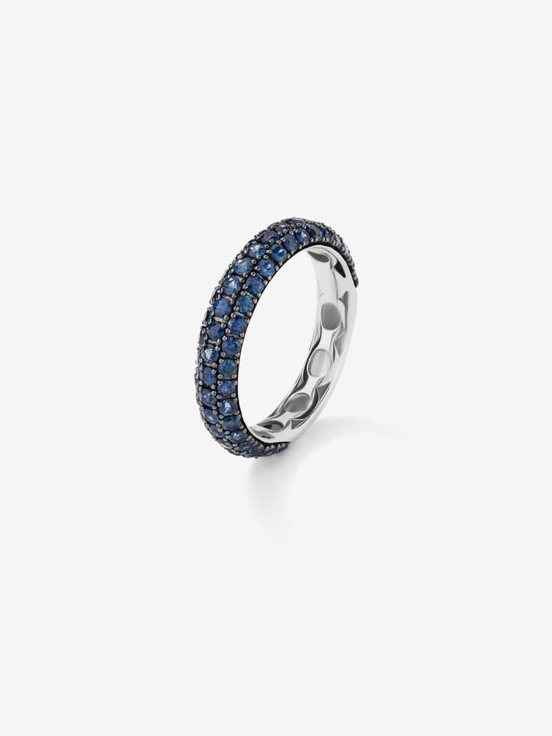 925 Silver ring band with sapphires image number 0
