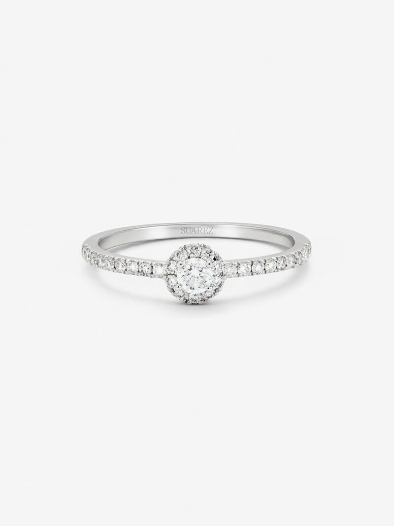 18K white gold ring with central brilliant-cut diamond of 0.1 cts and 28 brilliant-cut diamonds with a total of 0.2 cts image number 2