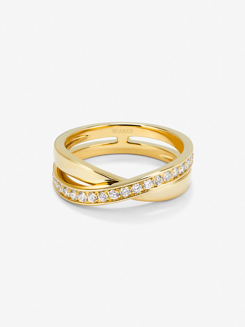 18K yellow gold cross ring with 20 brilliant-cut diamonds with a total of 0.29 cts image number 2