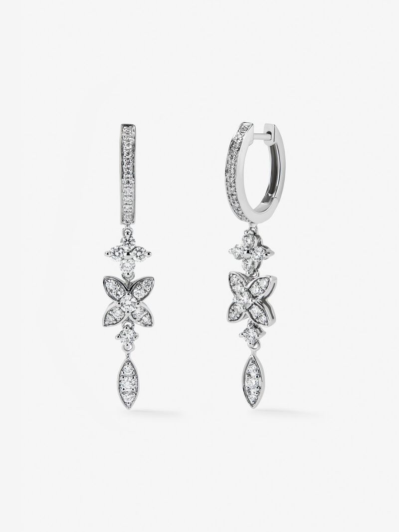 18K white gold earrings with 58 brilliant-cut diamonds with a total of 0.76 cts image number 0