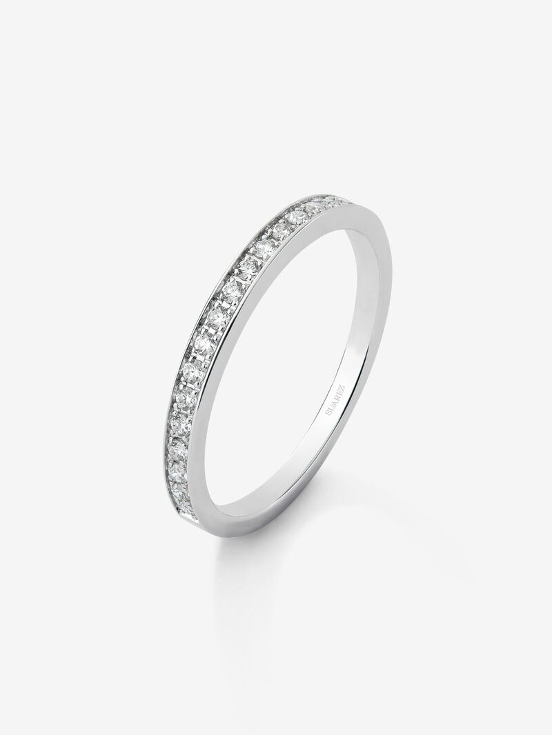 Half ring in 18K white gold with 18 brilliant-cut diamonds with a total of 0.18 cts image number 0
