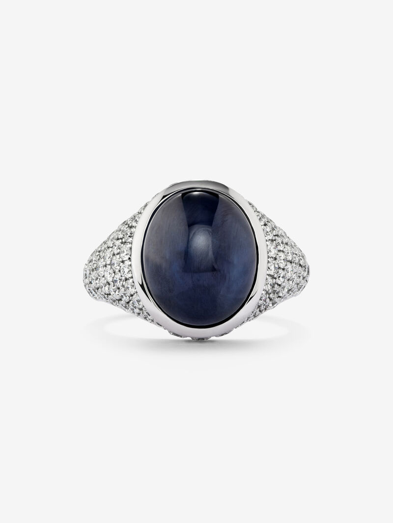 18K white gold ring with blue sapphire image number 2