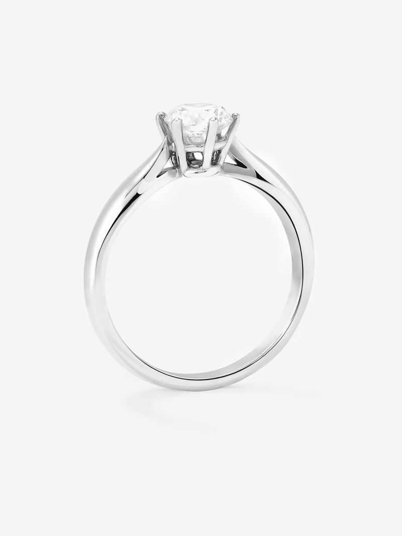 18K White Gold Commitment Ring with 0.7 carat central diamond image number 2