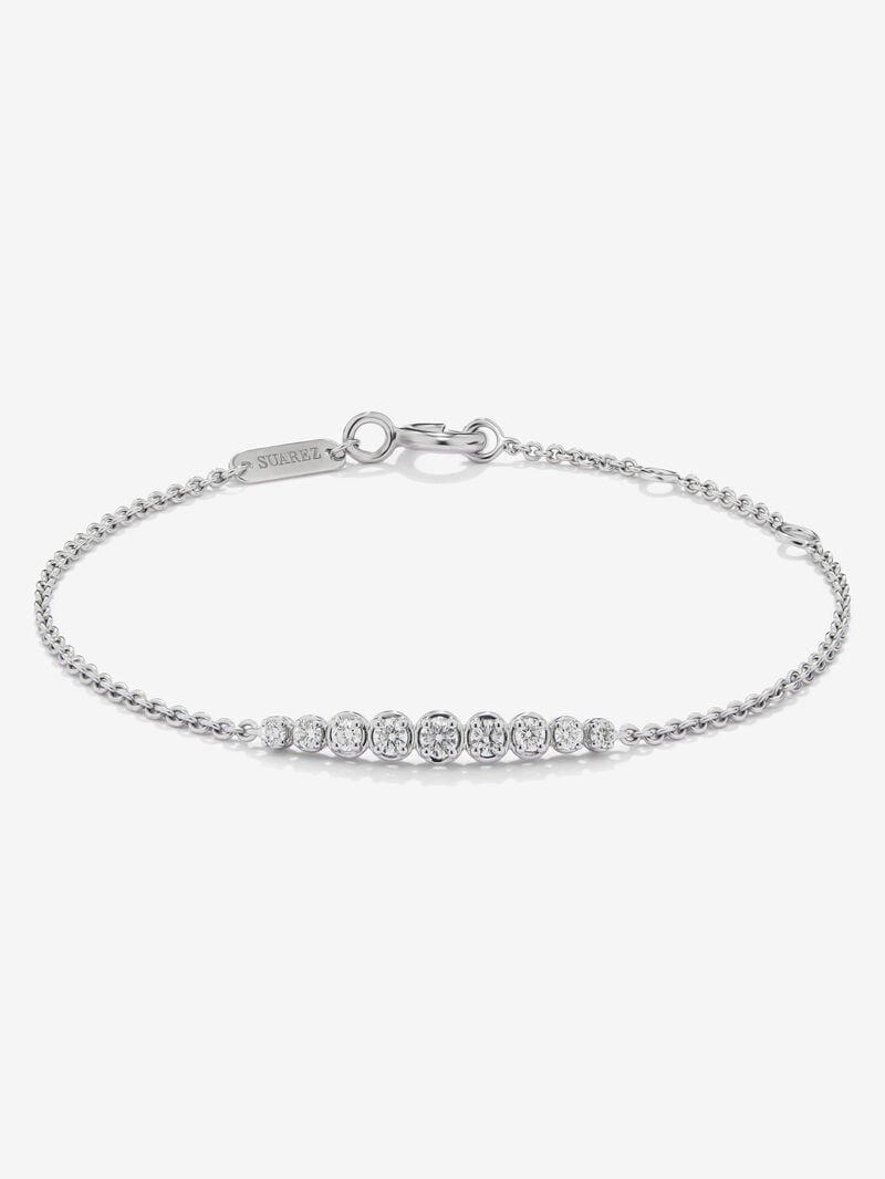 18K white gold bracelet with 9 brilliant-cut diamonds with a total of 0.29 cts image number 0