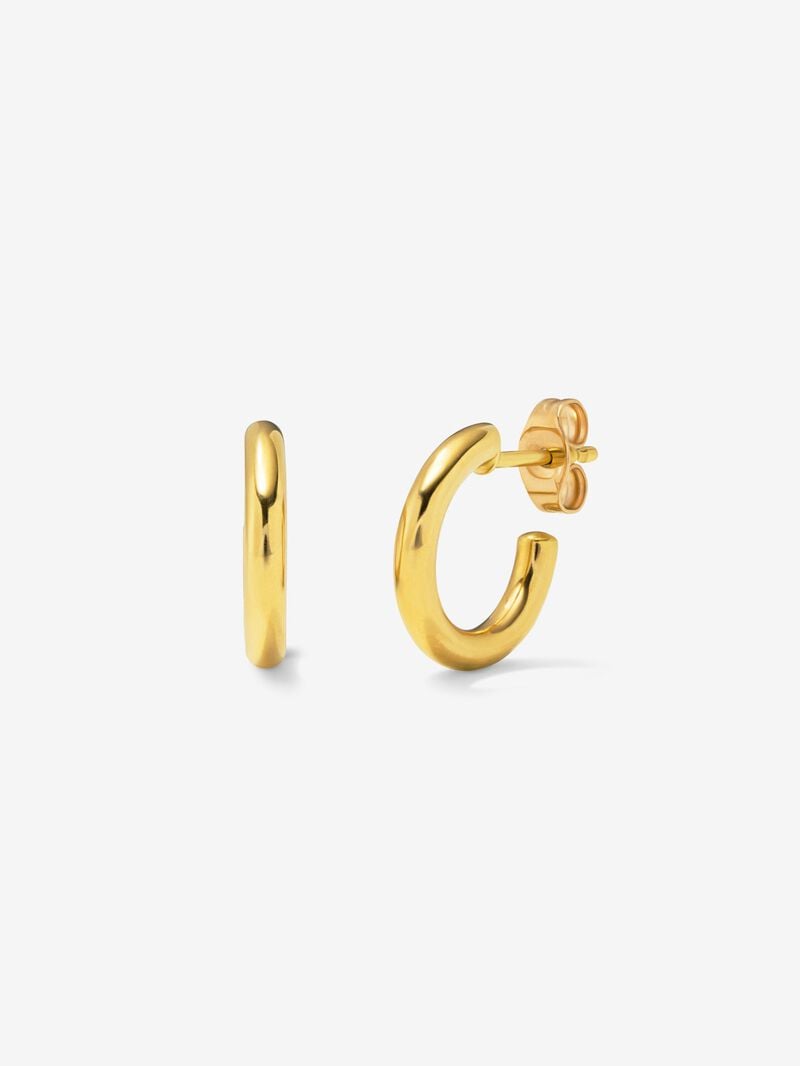 Small smooth hoop earrings made of 18K yellow gold. image number 0