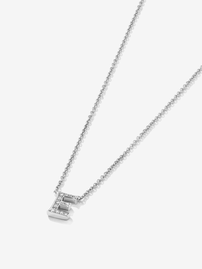Pendant chain with small initial in 18K white gold and diamonds image number 2