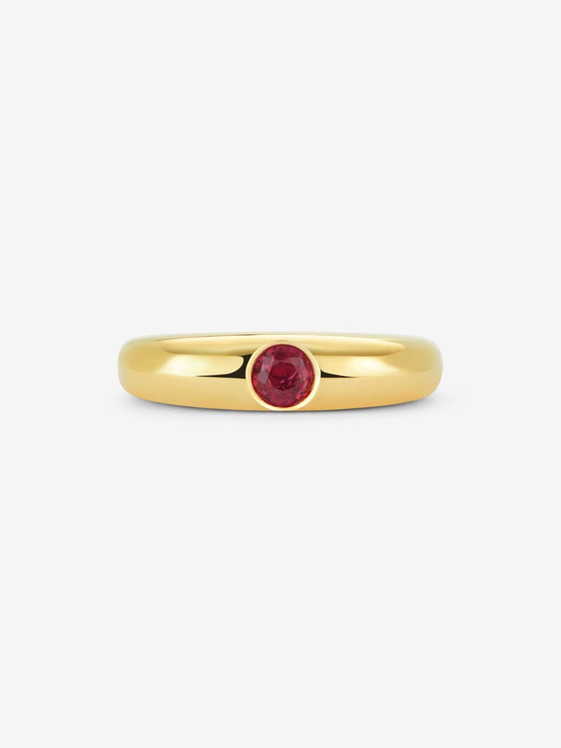 18K yellow gold ring with 0.32 ct brilliant cut ruby image number 2