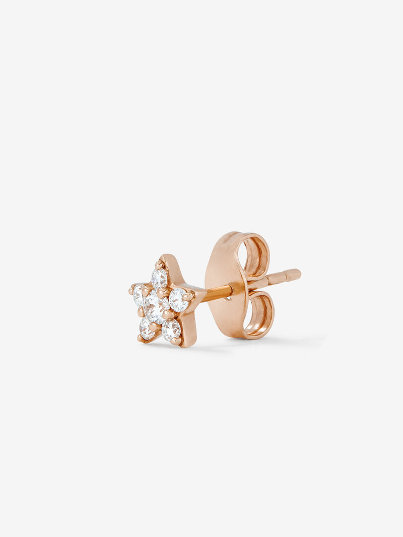 Individual 18K rose gold star earring with diamonds image number 4