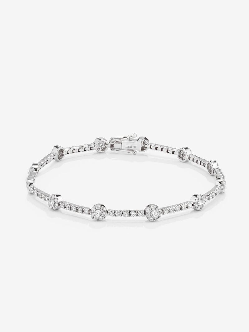 18K white gold rivière bracelet with 155 brilliant-cut diamonds with a total of 2.09 cts image number 1