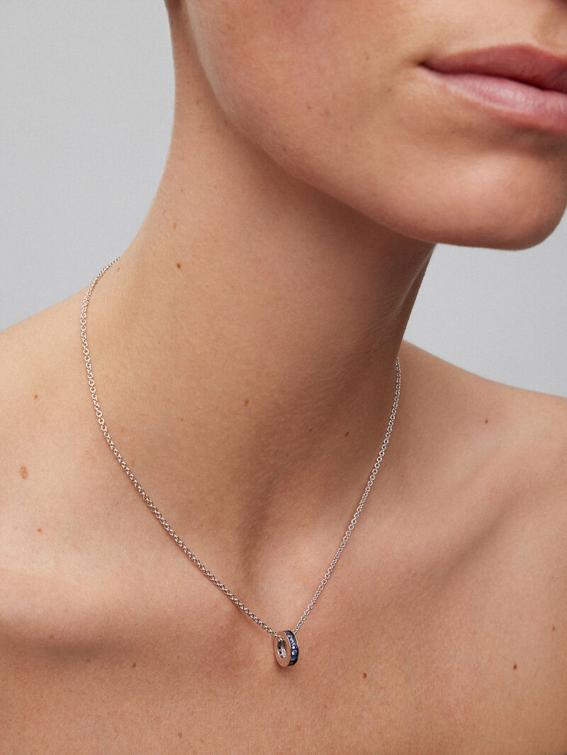 925 silver pendant with brilliant-cut blue sapphires of 0.68 cts image number 3