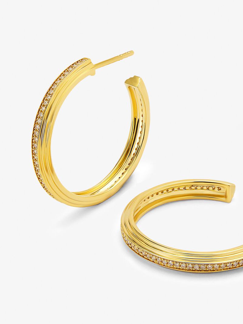 18K yellow gold hoop earrings with 124 brilliant-cut diamonds with a total of 0.3 cts image number 2