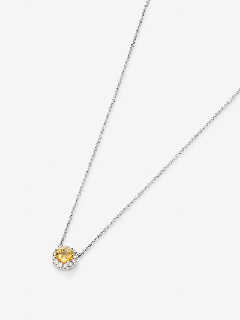 18K white gold pendant chain with citrine. image number 2