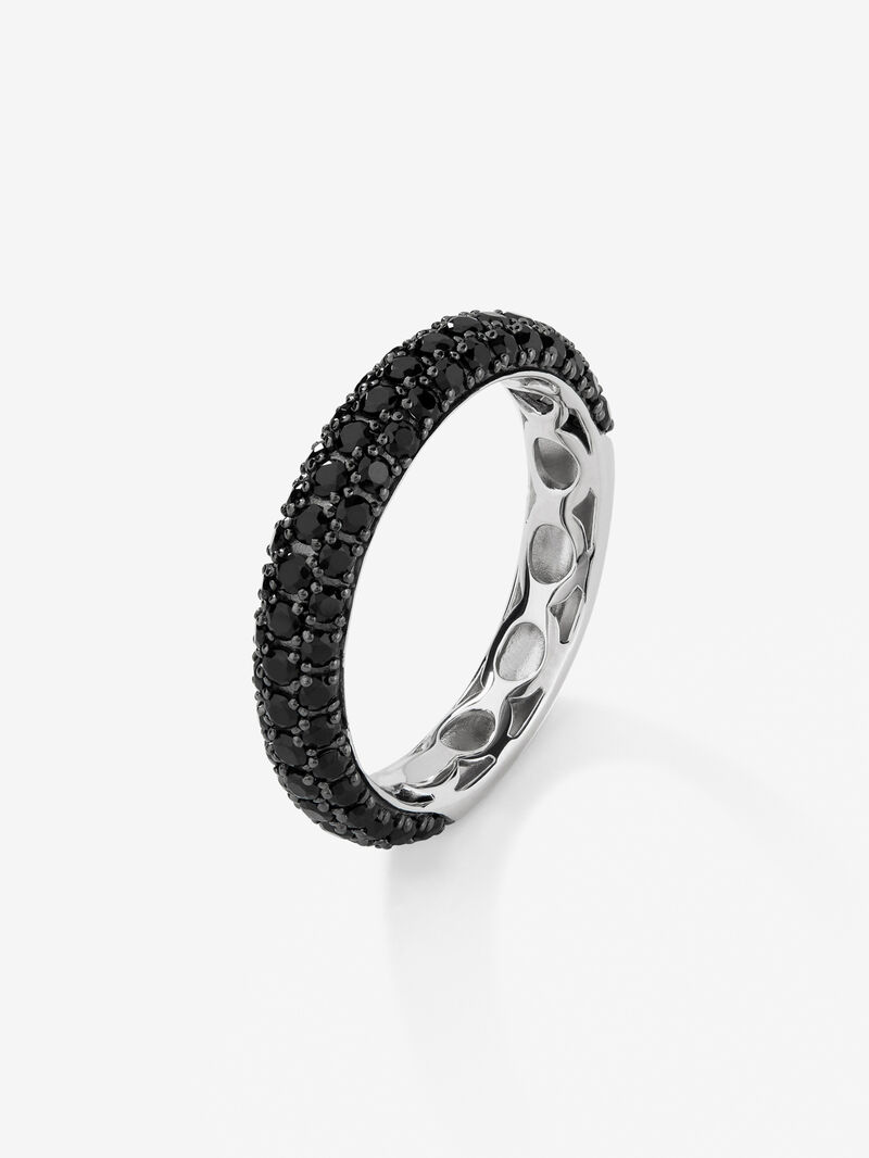 925 silver ring with 67 brilliant-cut black spinels image number 0