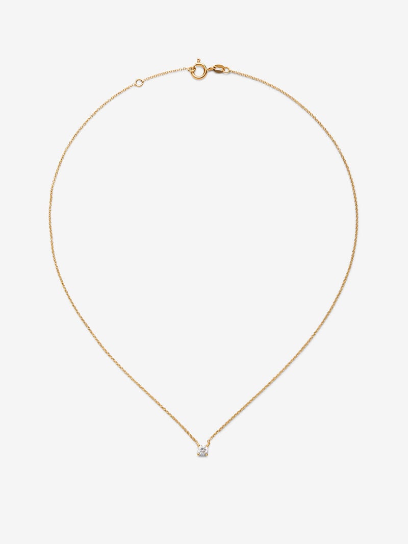 18K yellow gold necklace with 0.30 ct brilliant-cut central diamond image number 0