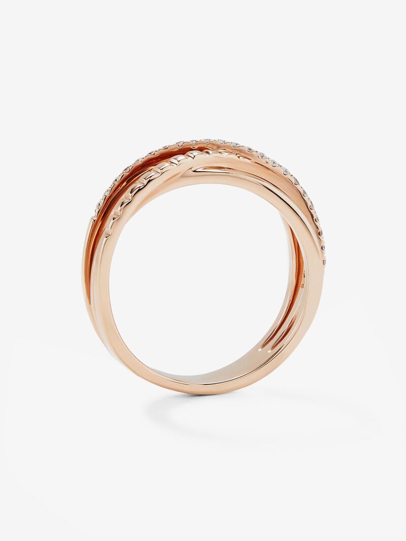 18K rose gold cross ring with 25 brilliant-cut diamonds with a total of 0.15 cts image number 3