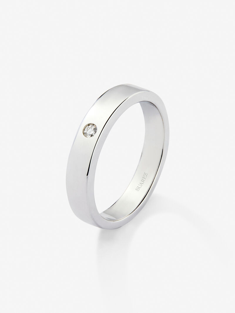 18K White Gold Wedding Alliance Ring with Diamond image number 0