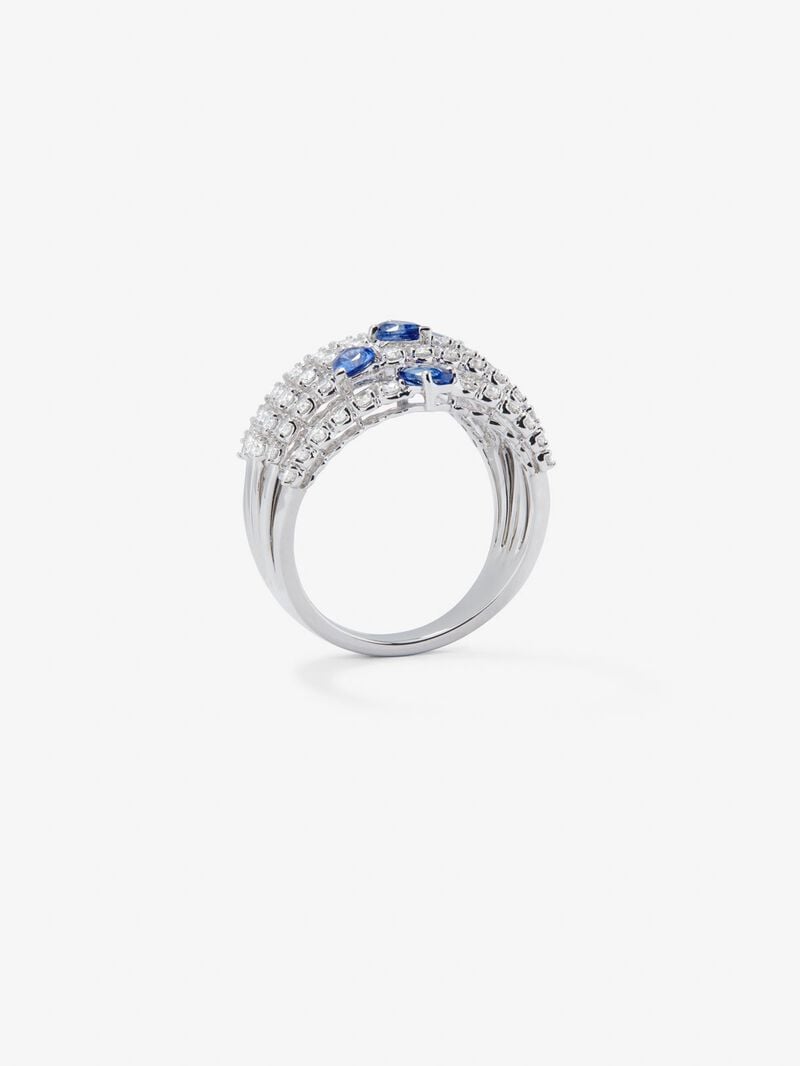 You and me ring in 18K white gold with 5 pear-cut blue sapphires with a total of 1.13 cts and 60 brilliant-cut diamonds with a total of 1 cts image number 7