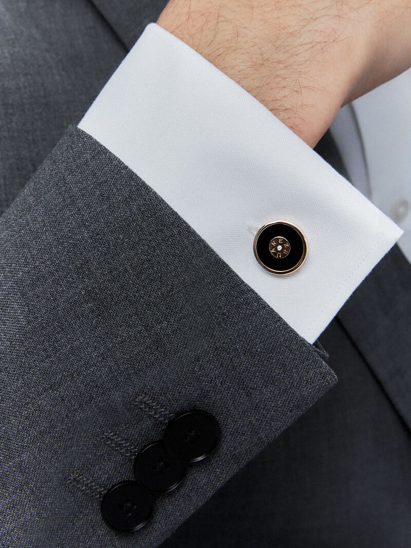 Rose Gold and Onyx Cufflinks image number 6