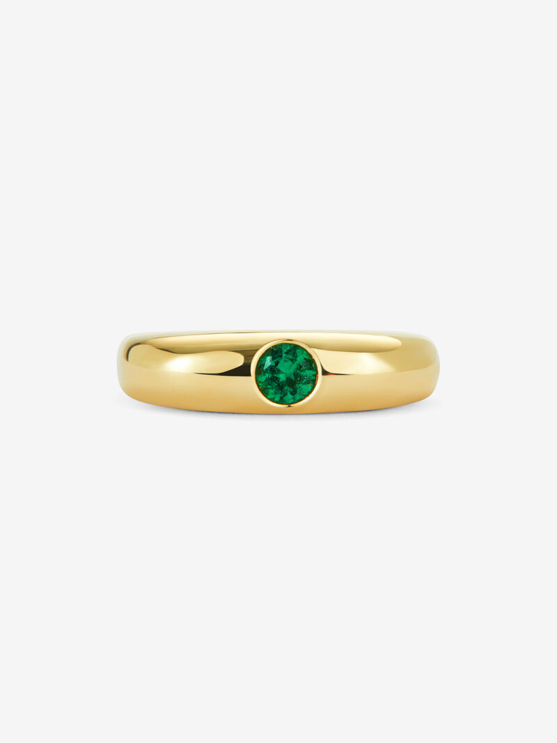 18K yellow gold ring with 0.25 ct brilliant cut emerald image number 2