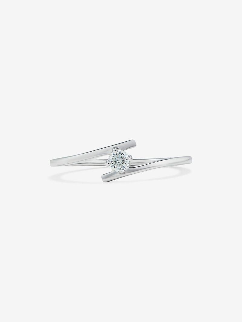18K white gold solitaire ring with 0.1 ct brilliant cut diamond image number 2