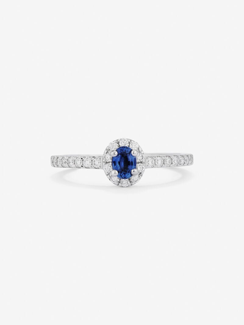 18K white gold ring with blue sapphire 0.32 cts and 40 brilliant-cut diamonds with a total of 0.25 cts image number 2