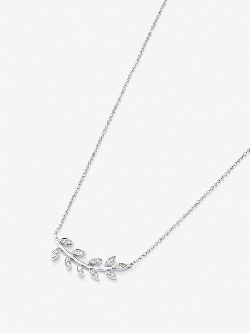18K White Gold Leaf Pendant Chain with Diamond image number 2
