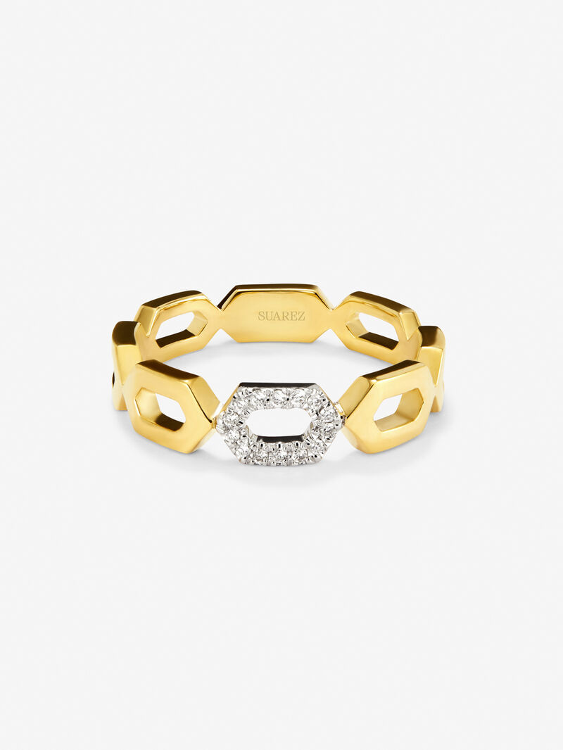 Anillo de oro amarillo de 18K con 14 diamantes en talla brillante con un total de 0,06 cts image number 2