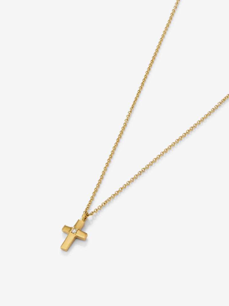 Pendant chain with small 18K yellow gold cross image number 2