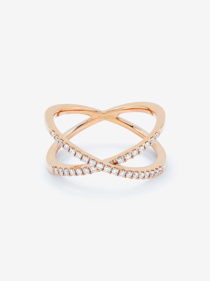 18K rose gold cross ring with 33 brilliant-cut white diamonds with a total of 0.2 cts image number 2