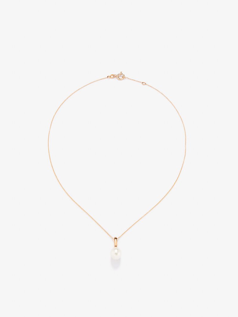 18k rose gold chain pendant with 8.5mm akoya pearl. image number 0
