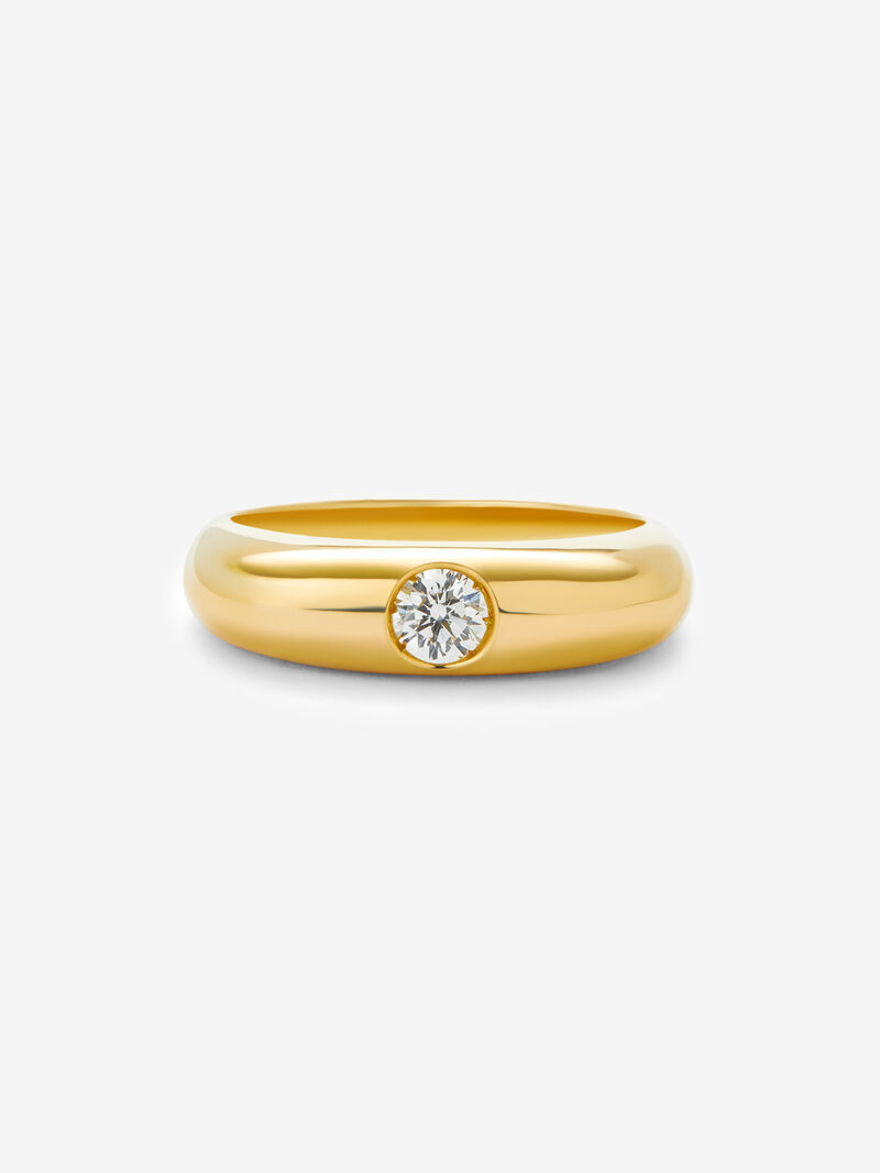 18K yellow gold ring with 0.2 ct brilliant cut diamond image number 2