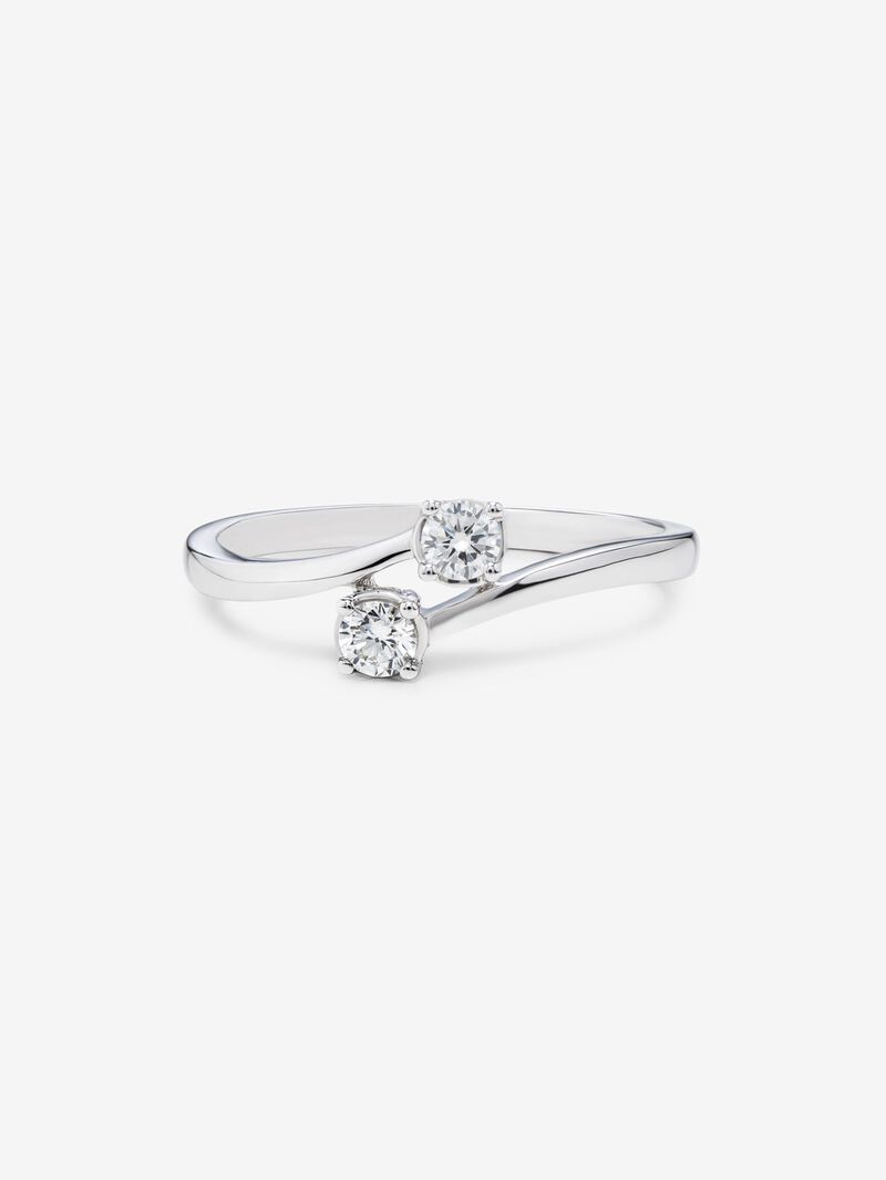 You and me ring in 18K white gold with 2 brilliant-cut diamonds with a total of 0.19 cts image number 1