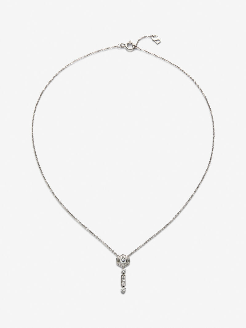 18K white gold pendant with 0.5 ct brilliant and baguette cut diamonds image number 0