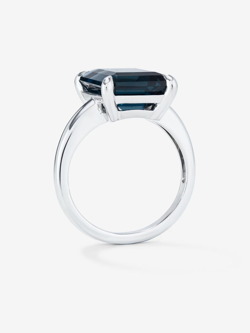 Silver ring with London blue topaz stone image number 4